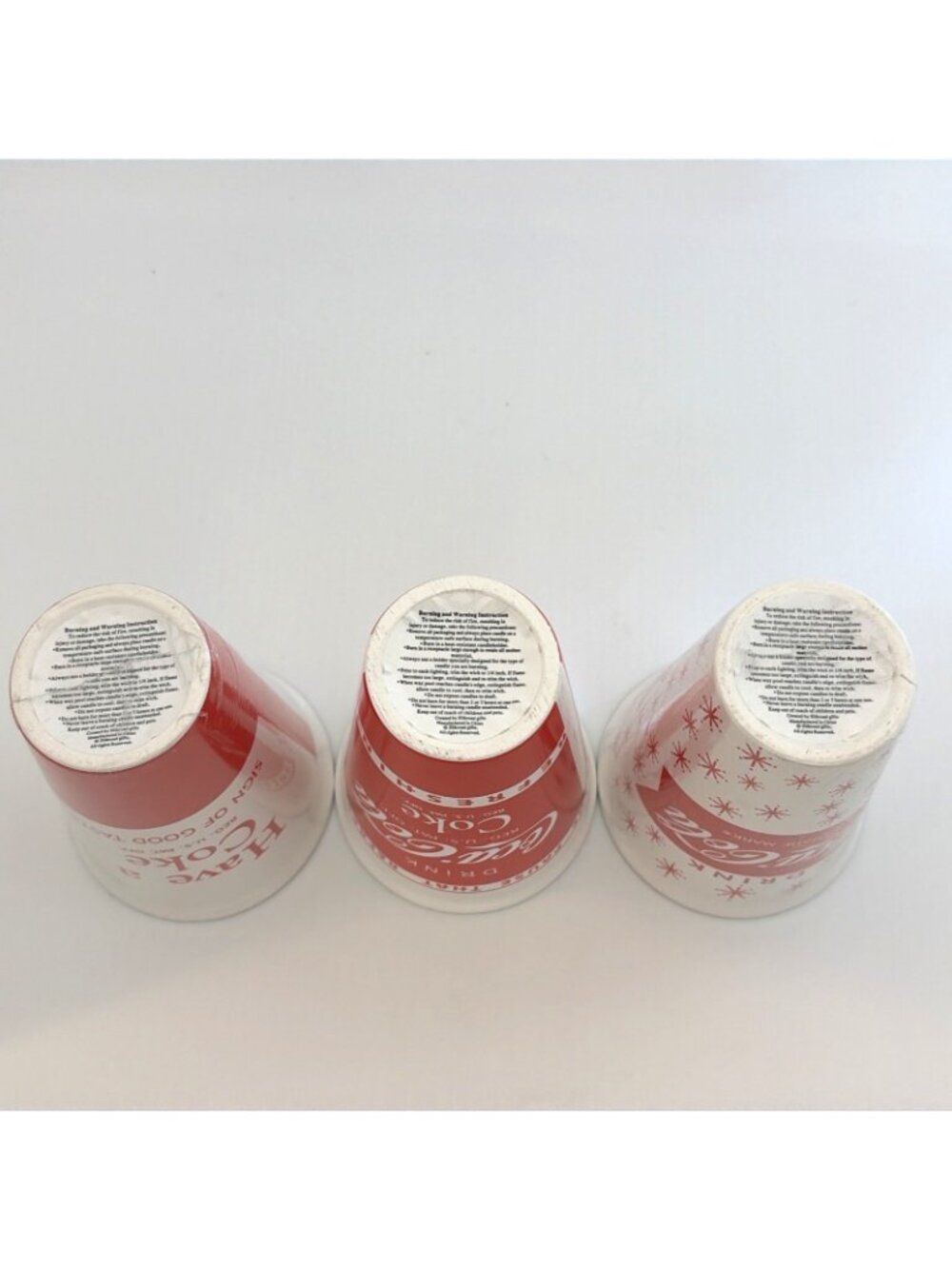 Vintage Coca-Cola Ceramic Candle Cups Lot of 3 Different Designs 4" Tall - Picture 10 of 10